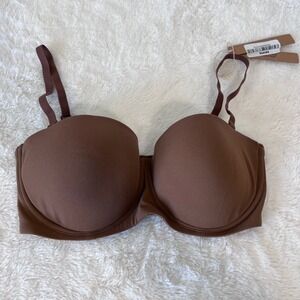 SKIMS Women's Fits Everybody Strapless Bra Jasper Brown Underwire Size 32D NWT